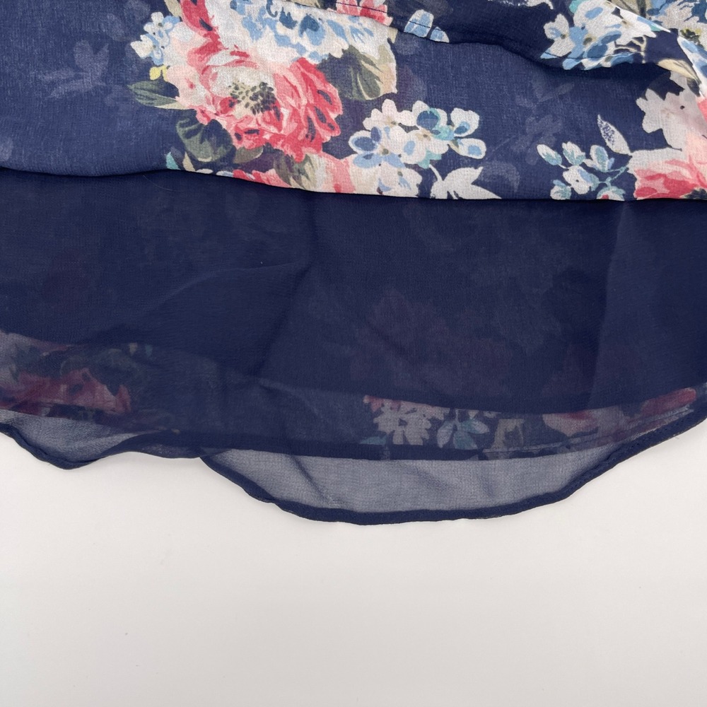 White House Black Market Floral Chiffon Ruffle Long Sleeve Blouse Top Size 8 - Picture 7 of 8